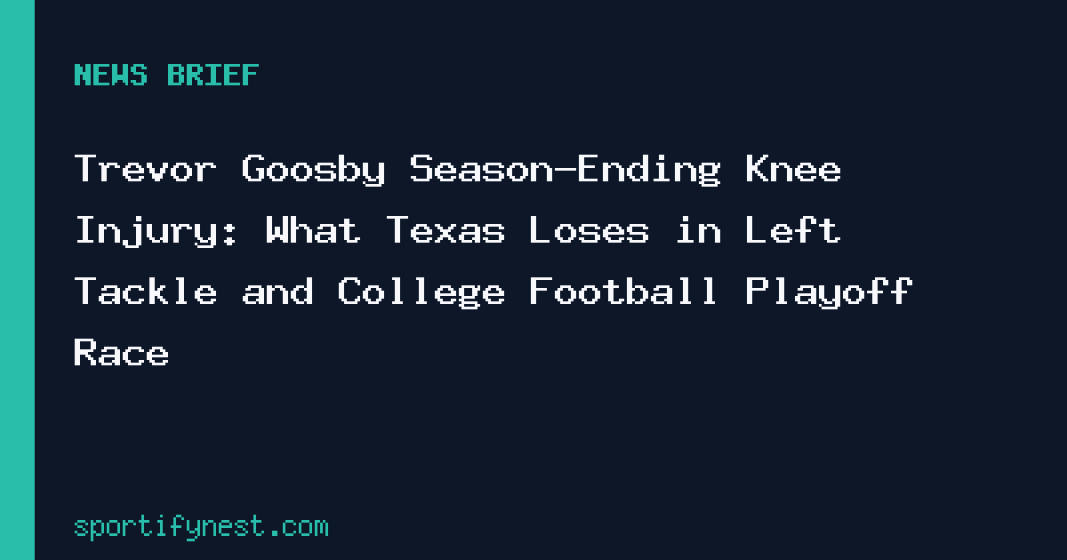 Texas Longhorns offensive line depth chart showing left tackle position change due to Trevor Goosby season-ending injury