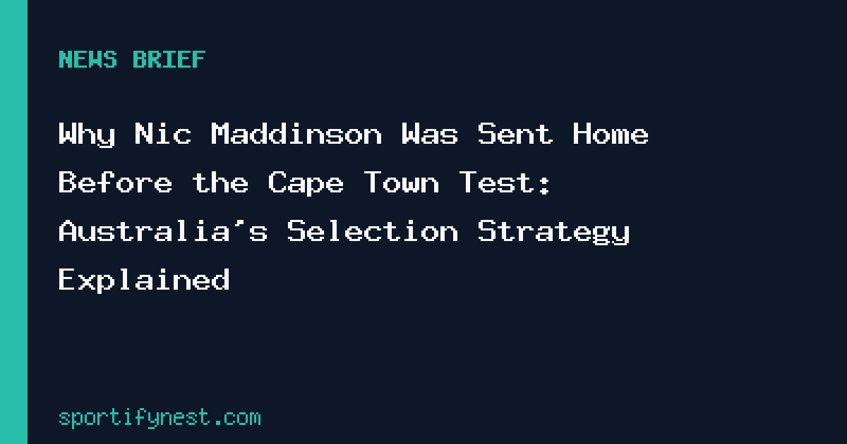 Cricket match graphic representing Australia's squad changes for the Cape Town Test against South Africa